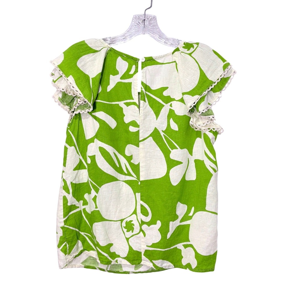 Christian Siriano Linen Blend Top Medium Tropical Coastal Resort Euro Summer‎ - Picture 3 of 12